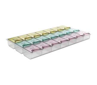 Haro for you Weekly Pill Organizer for Morning, Noon, and Night - Colorful Flat Pill Box for Easy Organization of Weekly Medication - Practical Pill Case with Separated Compartments