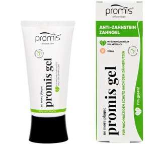 Promis Natural Tooth Gel for Optimal Protection Against Plaque and Tartar 99% Natural Vegan Sustainable Sugar Cane Tube Recycled Packaging