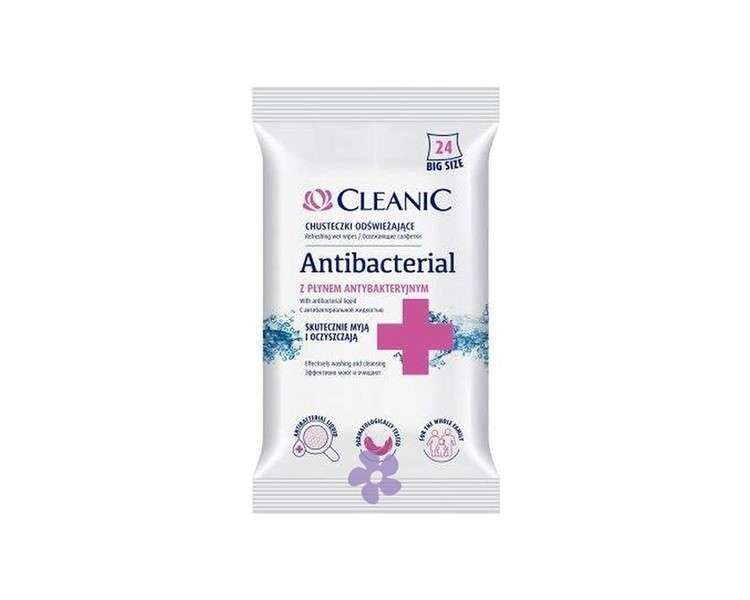 CLEANIC Antibacterial Refreshing Antibacterial Wipes 24 Pieces