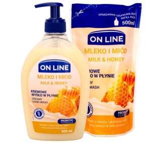 On Line Creamy Liquid Soap Set Milk & Honey 1000ml