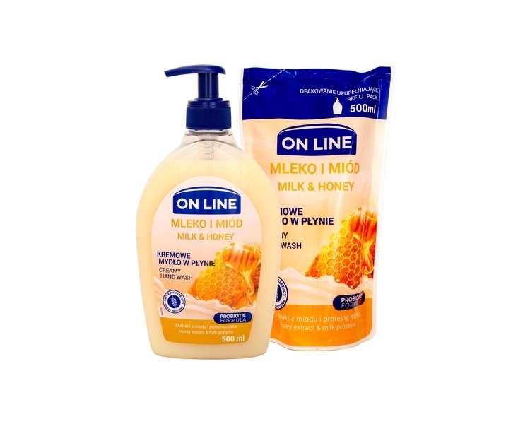 On Line Creamy Liquid Soap Set Milk & Honey 1000ml
