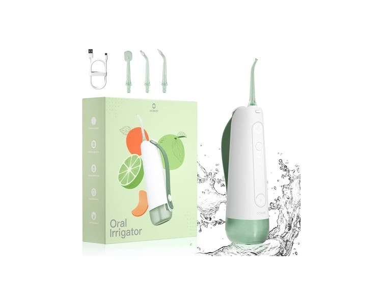 Oclean W10 Cordless Water Flosser with 4 Replaceable Jet Tips Professional Oral Irrigator 5X Flossing Modes Rechargeable Green