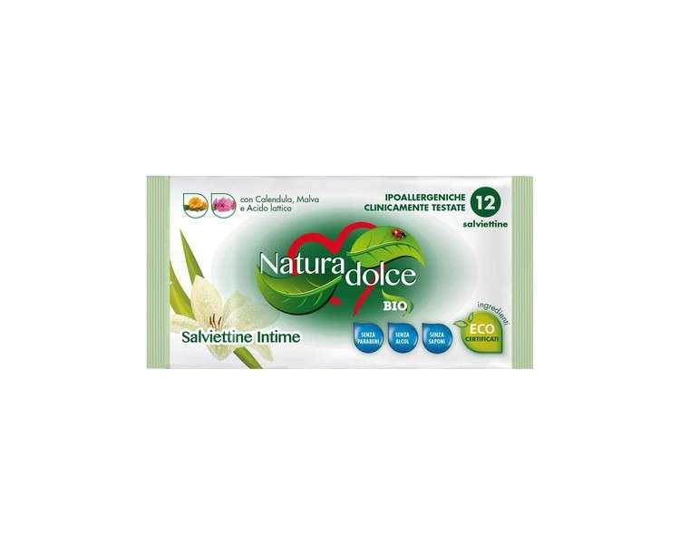 NATURA DOLCE Doux Bio Lingettes Intime 12 Pieces for Intimate Hygiene