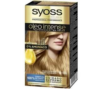 Syoss Oleo Intense Hair Color 8-86 Golden Blonde Ammonia-Free Permanent Dye with Professional Gray Coverage