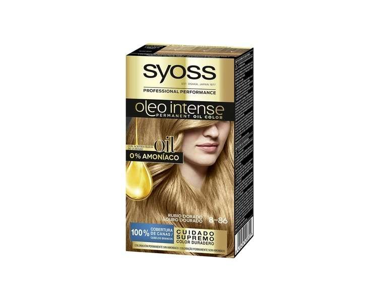 Syoss Oleo Intense Hair Color 8-86 Golden Blonde Ammonia-Free Permanent Dye with Professional Gray Coverage