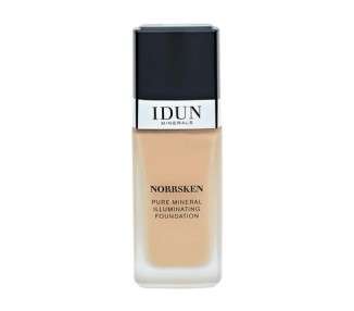 IDUN Minerals Liquid Norrsken Foundation Silky Smooth Coverage Luminous Dewy Finish for Dry and Dull Skin Water Resistant and Vegan Makeup 209 Svea Warm Medium 1.01 oz