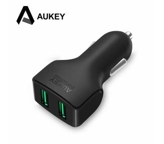 Cargador Aukey CC-S3 Dual Doble USB de Coche, 4,8A, Negro  - 1
