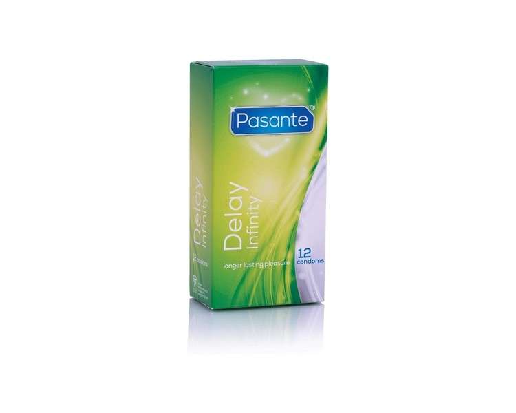 Pasante Infinity Delay Condoms with Lidocaine for Longer Lasting Passion - Pack of 12
