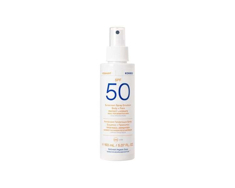 Korres Yoghurt Spf50 Sun Protection Spray Emulsion For Face And Body 150 Ml