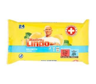 Mastro Lindo Lemon Hygienic Wipes 24 Wipes All Surfaces Fresh Clean Scent