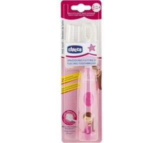Pink Electric Toothbrush with Replaceable Battery and Replacement Brush Head
