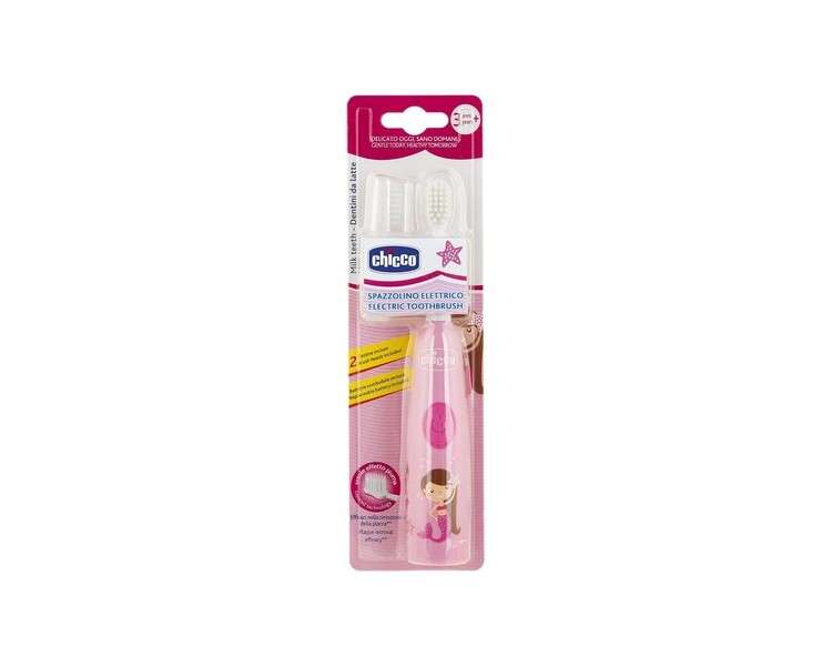Pink Electric Toothbrush with Replaceable Battery and Replacement Brush Head