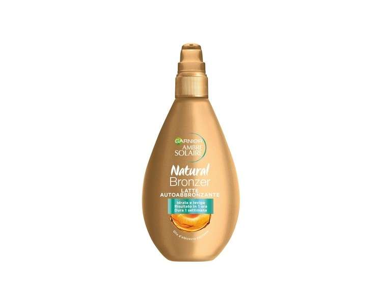 Garnier Ambre Solar Latte Self-Tanning Lotion Natural Bronzer Visible Result in 1 Hour Enriched with Nourishing Apricot Oil Vegan Formula 150ml