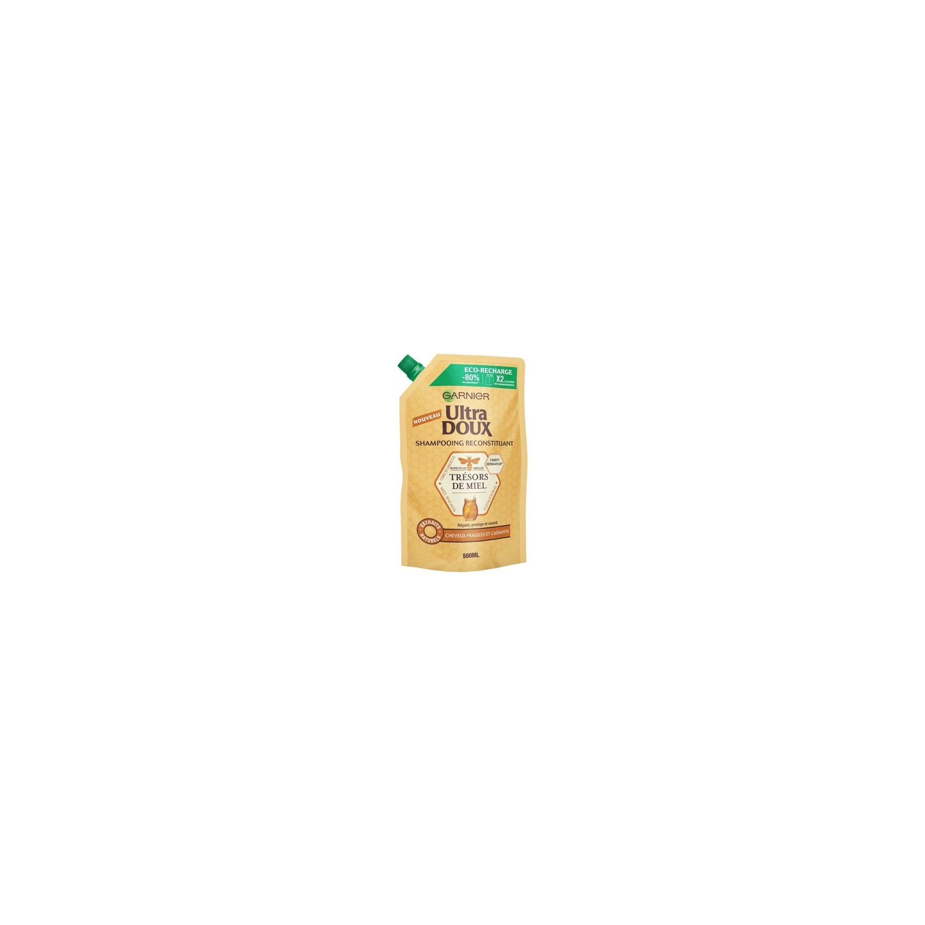 Garnier Ultra Doux Treasures of Acacia Honey and Beeswax Reconstructing Shampoo for Fragile/Brittle Hair Eco-Refill