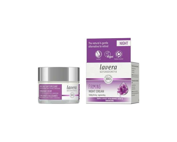 Lavera Firming Night Cream with Triple-Effect Hyaluronic Acid and Bakuchiol Anti-Age Organic Skin Care 50ml