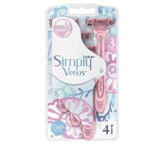 Venus Simply3 Disposable Razors for Women - Pack of 4