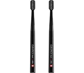 Curaprox Toothbrush CS Black is White Duo Manual Toothbrush for Adults with 8760 CUREN Bristles Black-Black 2pcs