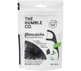 The Humble Co. Plant Based Floss Picks Charcoal 50 Count