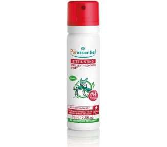 Puressentiel Bite & Sting Repellent Soothing Spray 75ml - Mosquito Insect Fly Tick Repellent - Effective Up To 7 Hours - 100% Plant Origin - Deet Free - Child Safe
