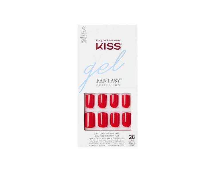 KISS Gel Fantasy Collection Glue-On Manicure Kit Whatever Short Length Square Fake Nails 28 False Nails Nail Glue Nail File and Manicure Stick
