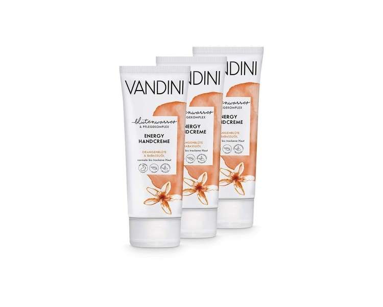 VANDINI Energy Hand Cream for Women with Orange Blossom & Babassu Oil 75ml - Pack of 3