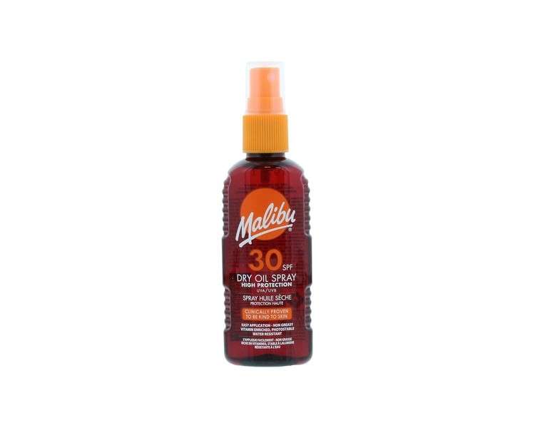 Malibu Sun SPF 30 Non-Greasy Dry Oil Spray for Tanning High Protection Water Resistant 100ml