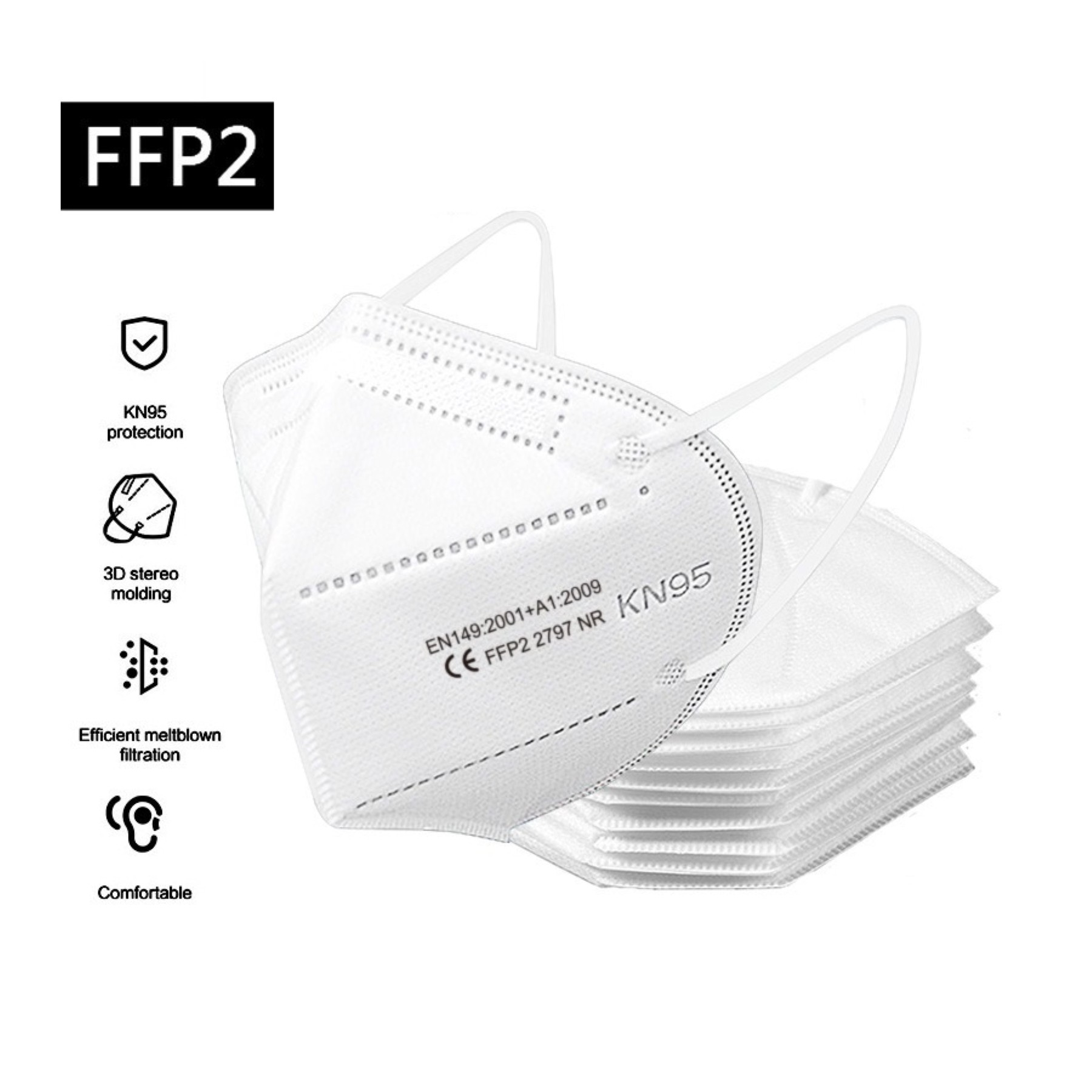 Pack 10 Mascarillas KN95 Autofiltrantes KN95 Superior a FFP2 Sin Valvula