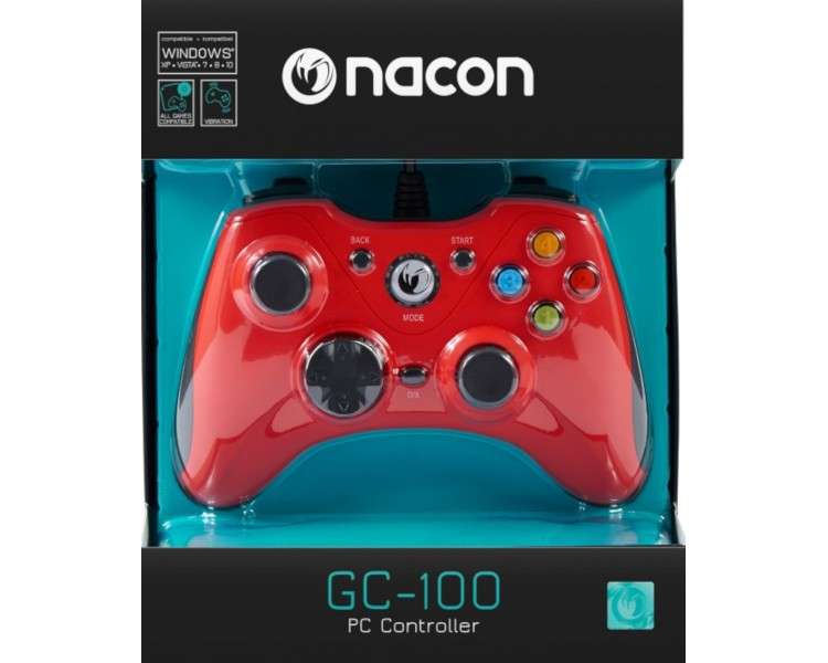 NACON PC GAMING CONTROLLER GC-100 RED (ROJO) (WINDOWS 7/8/10)