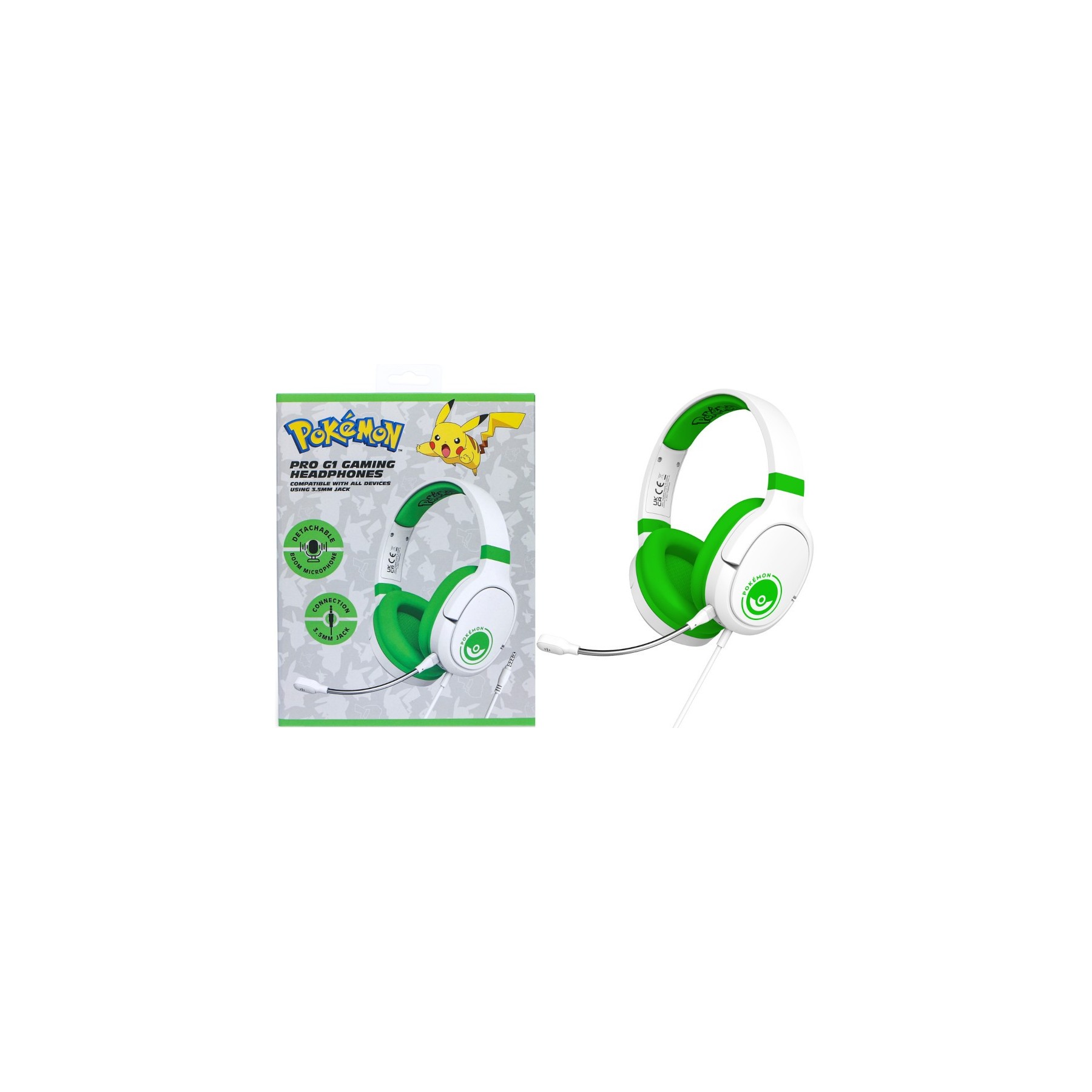OTL PRO G1 GAMING HEADPHONES POKEMON POKEBALL WHITE / GREEN (BLANCO/VERDE)(SWITCH/TABLET/MOVIL/PC)
