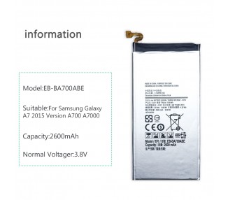 Bateria Eb-Ba700Abe Compatible Para Samsung Galaxy A7 A700 2015 Sm-A700F