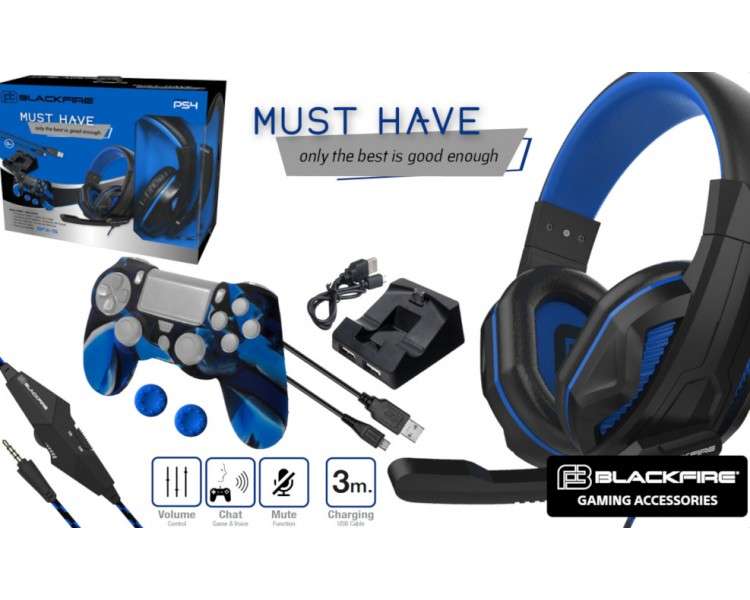 BLACKFIRE MUST HAVE (HEADSET BFX-15 + SILICONE SLEEVE + CHARGING DOCK STATION + CHARGING CABLE 3M)