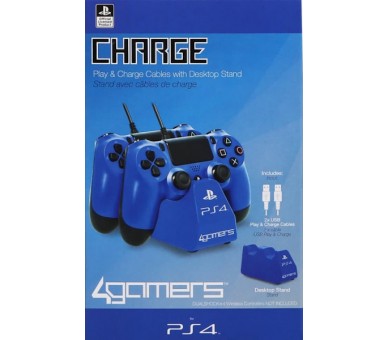 4GAMERS CHARGE CABLES & DESKTOP STAND AZUL (OFICIAL)