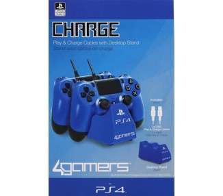 4GAMERS CHARGE CABLES & DESKTOP STAND AZUL (OFICIAL)