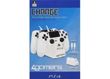 4GAMERS CHARGE CABLES & DESKTOP STAND  BLANCO (OFICIAL)