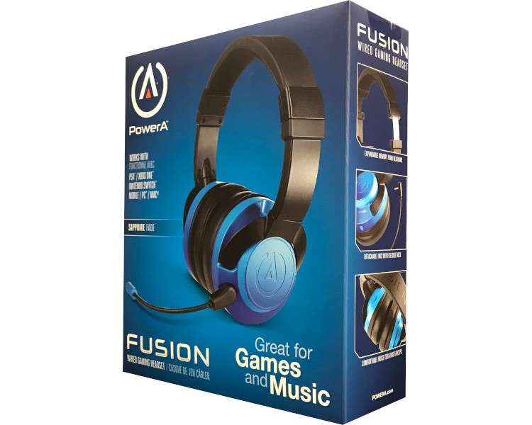 POWER A FUSION WIRED GAMING HEADSET SAPPHIRE FADE (PS4/XBONE/SWITCH/PC/MAC)