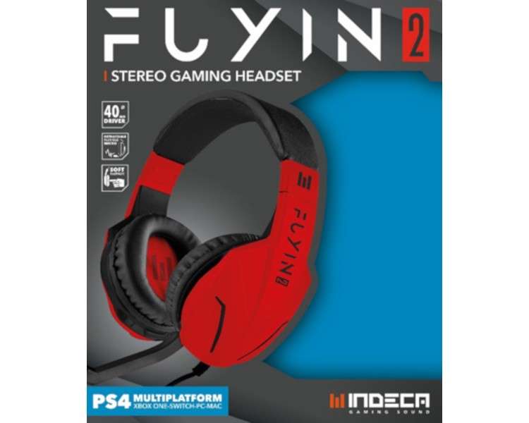 INDECA STEREO GAMING HEADSET FUYIN 2.0 RED (PS4/XBONE/SWI/PC/MAC)