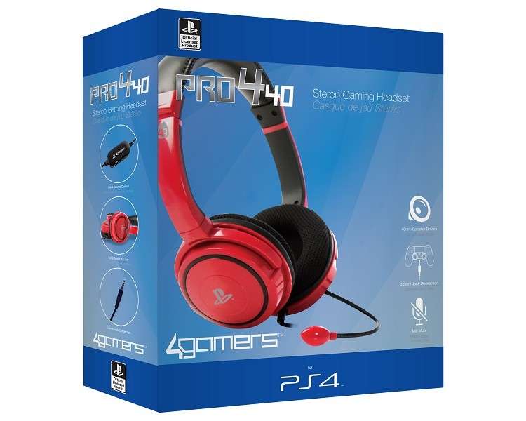 4 GAMERS STEREO GAMING HEADSET ROJO  PRO4-40