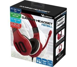SUBSONIC GAMING HEADSET FOOTBALL  RED  (ROJO) (PS4/XBOX/SWITCH/PC)
