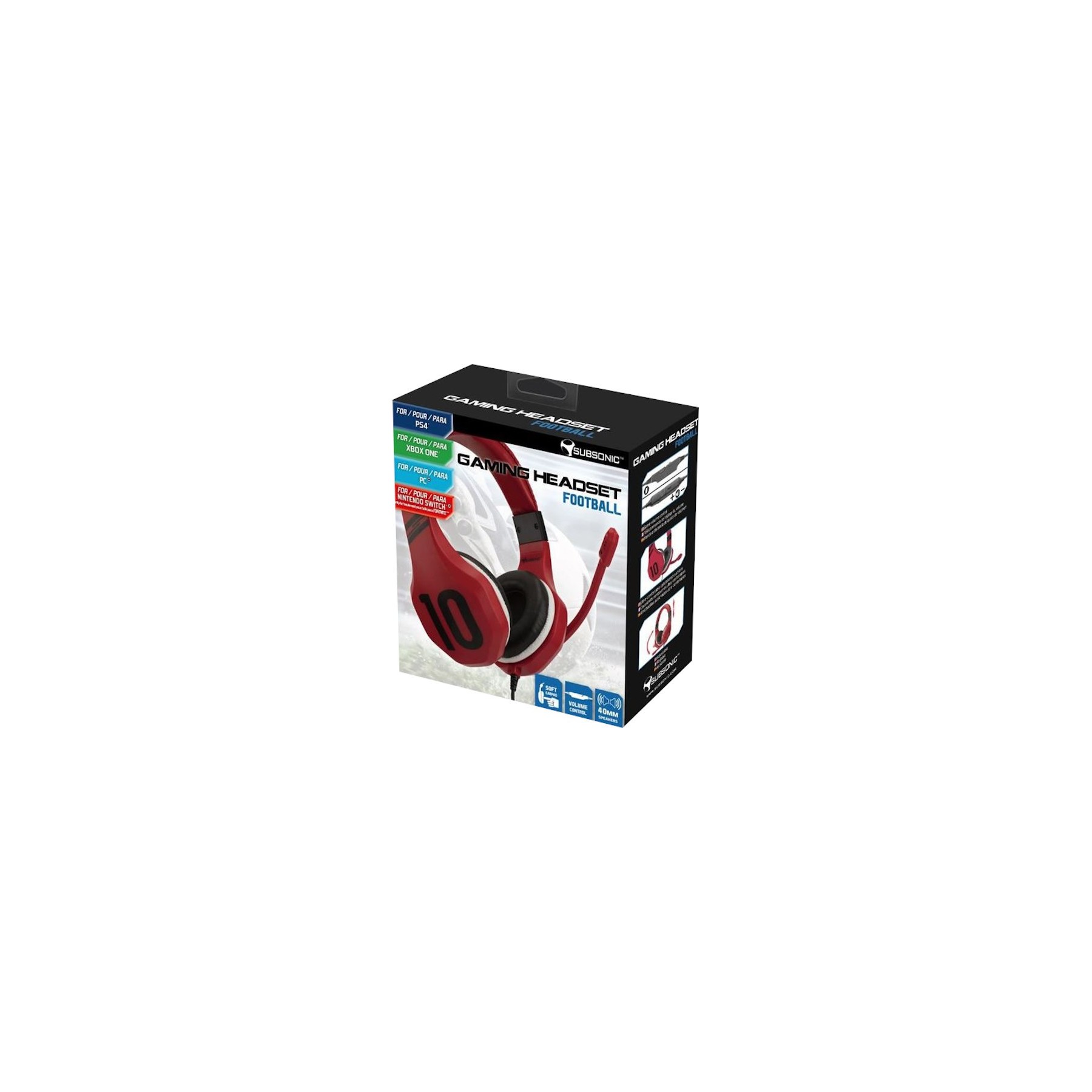 SUBSONIC GAMING HEADSET FOOTBALL  RED  (ROJO) (PS4/XBOX/SWITCH/PC)