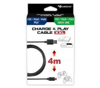 SUBSONIC CHARGE & PLAY CABLE XXL 4 METROS (PS4/XBONE)