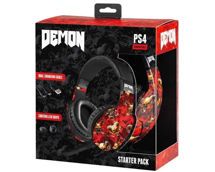 INDECA STARTER PACK DEMON (HEADSET/DUAL CHARGING/GRIPS)