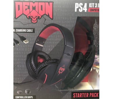 INDECA STARTER PACK DEMON KIT 3 EN 1 (HEADSET+GRIPS+CHARGING CABLE)