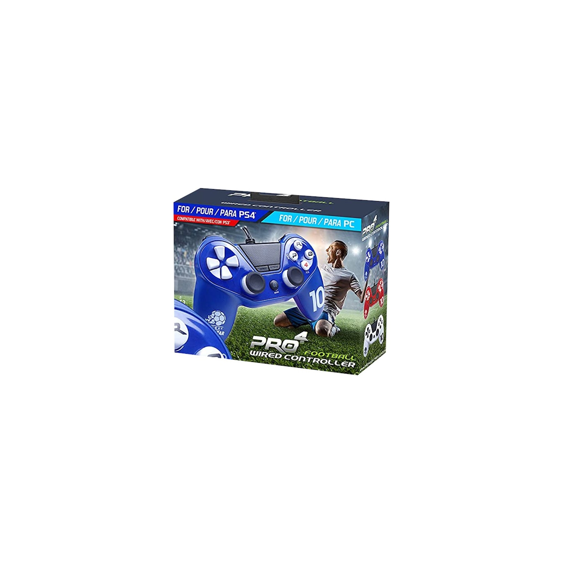 PRO 4 FOOTBALL WIRED CONTROLLER AZUL (BLUE) (PS4/PS3/PC)