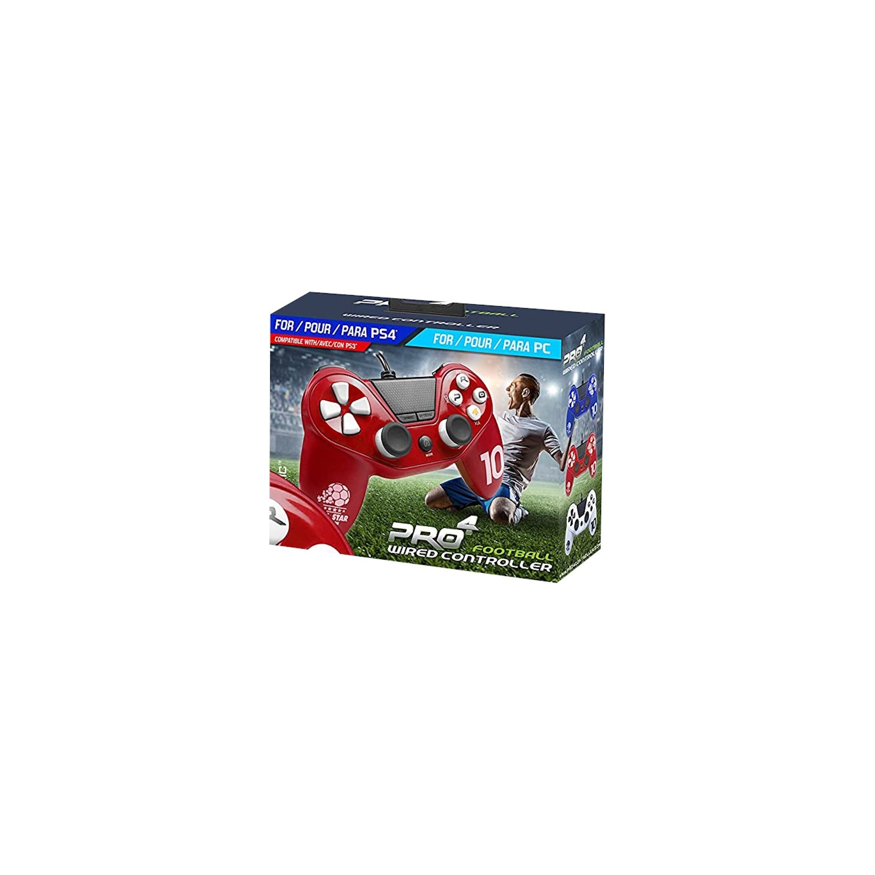 PRO 4 FOOTBALL WIRED CONTROLLER ROJO (RED) (PS4/PS3/PC)