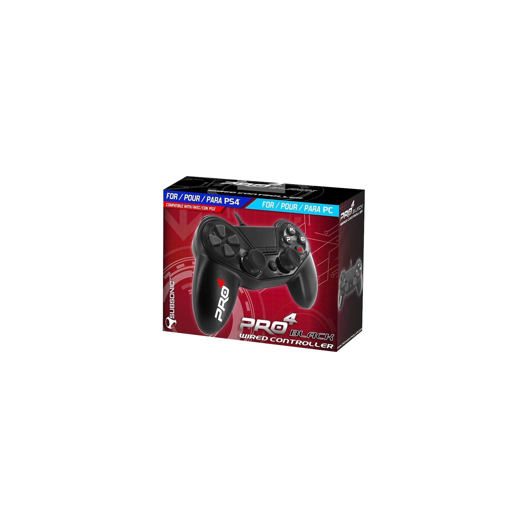 SUBSONIC WIRED CONTROLLER PRO4 BLACK (PS4/PS3/PC)