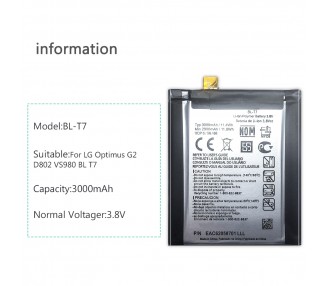 Bateria Original Lg Bl-T7 Blt7 Bl T7 Para Lg Optimus G2 G 2 D802 D800 D805 D801