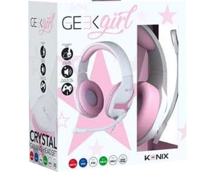 KONIX GAMING HEADSET GEEK GIRL CRYSTAL (PS4/SWITCH/XBOX S/XBONE/PC)