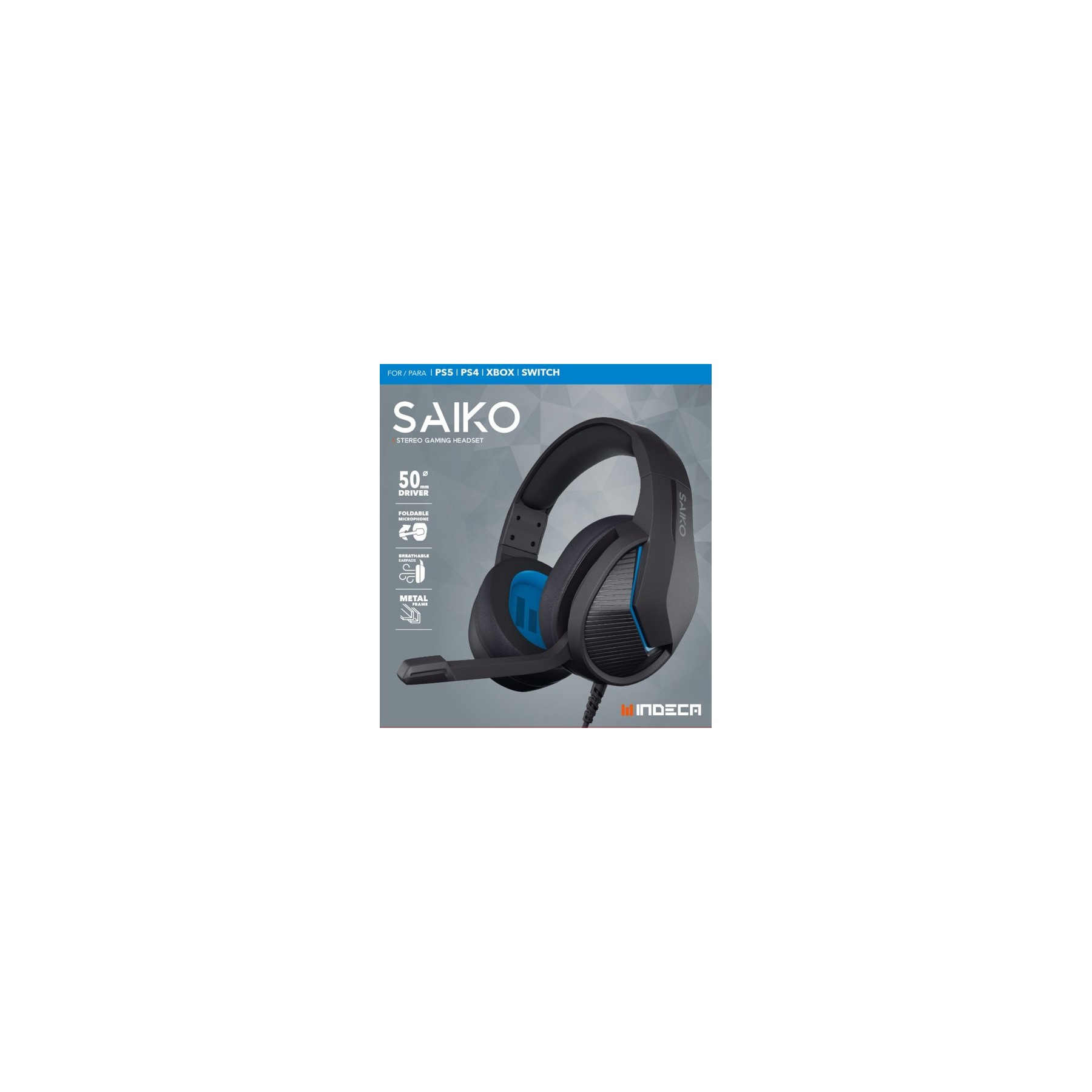 INDECA STEREO GAMING HEADSET SAIKO BLACK (NEGRO) (PS4/XBOX/SWITCH)