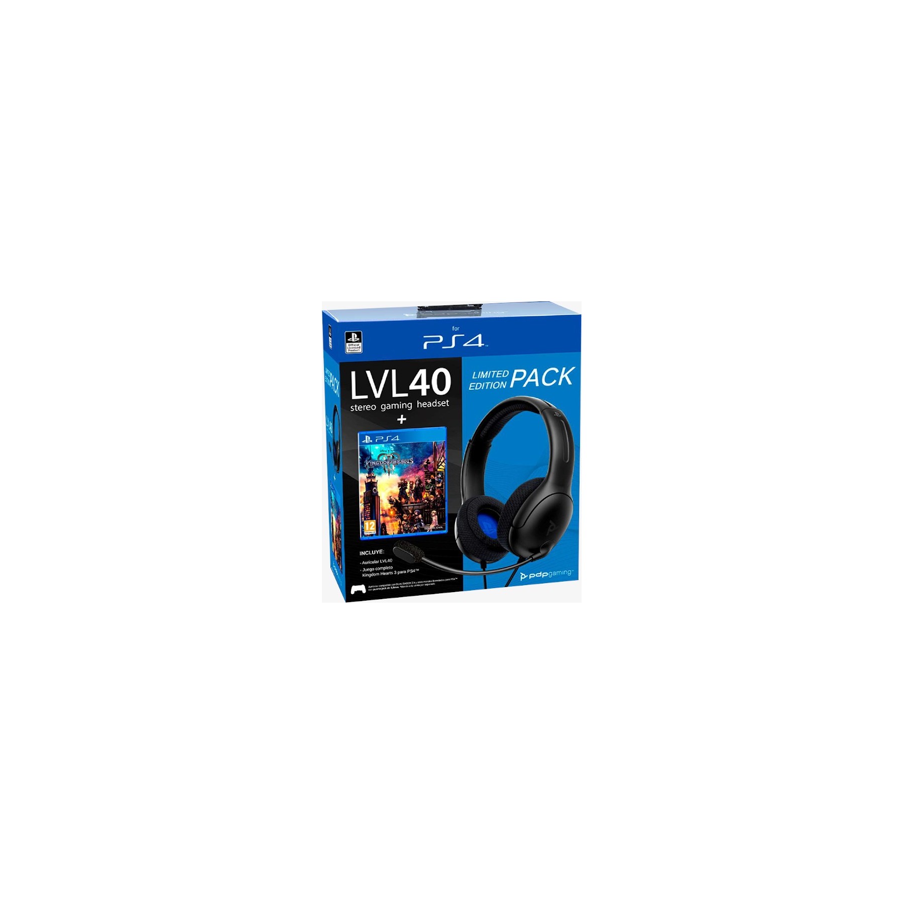 PDP LVL 40 WIRED STEREO GAMING HEADSET BLACK (NEGRO) + KINGDOM HEARTS III (PS5/PS4)