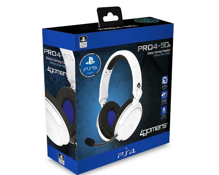 4GAMERS STEREO GAMING HEADSET PRO4-50S WHITE (BLANCO) (PS5/PS4)